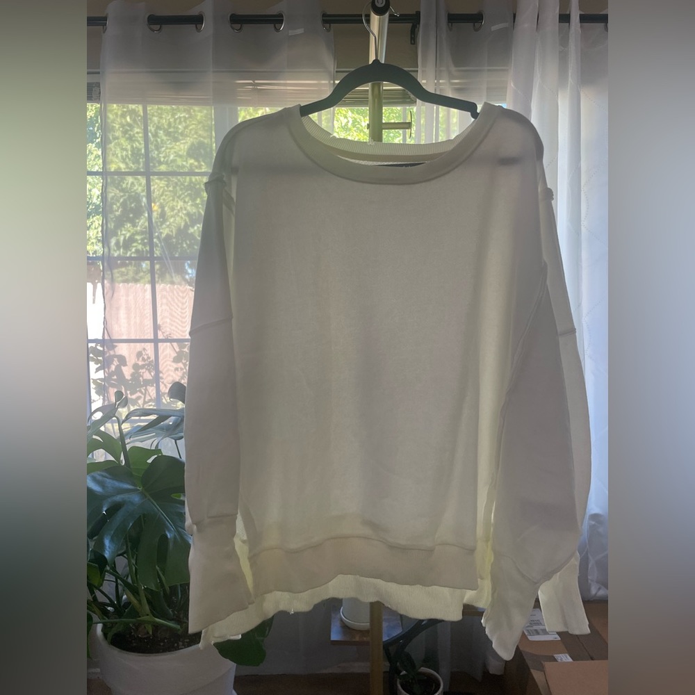 FREE PEOPLE CAMDEN PULLOVER SWEATSHIRT in White - Picture 6 of 7